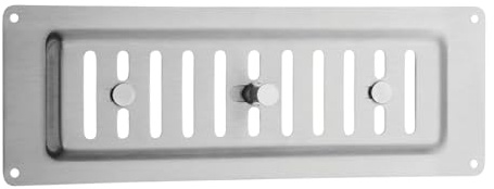 SOTECH ventilación de acero inoxidable SS304 de 260 x 90 mm con guía larga | de Ø 12 x 24 mm; rejilla de extracción con orificios ovalados para montaje con cierre deslizante