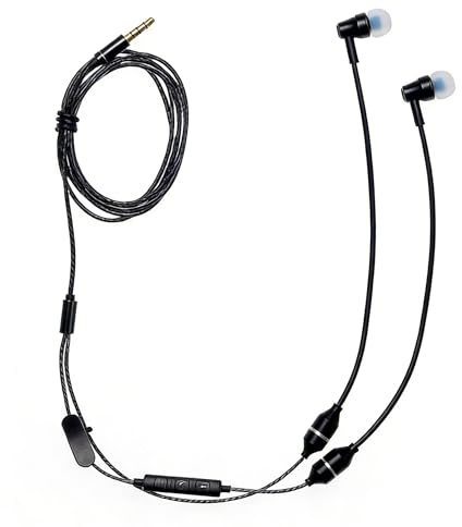 Sanxir Auriculares Air Tube con conector de 3,5 mm, bloqueo EMF, auriculares antirradiación con ganchos para los oídos, auriculares sin radiación, sonido estéreo cómodo y seguro (negro)