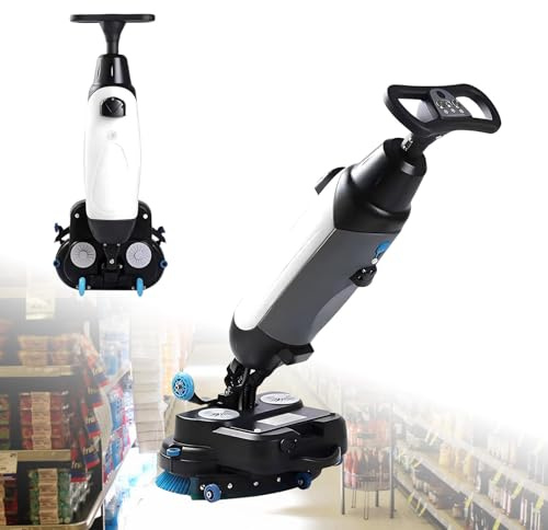 HalksuyNa Lavasciuga Pavimenti Industriale, Pulizia Senza Fili da 17 a 350 RPM, Testa Rotante a 360°, Autonomia 120 Min, Serbatoi Doppi da 4,5L+7,5L per Piccoli Spazi Commerciali White