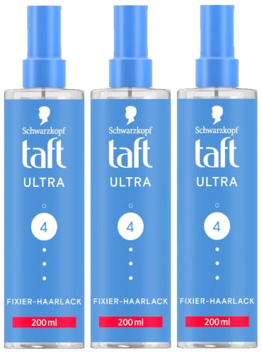 Taft Haarlack Ultra Haltegrad 4 (3x 200 ml), Styling Spray bietet bis zu 24 h Halt, verleiht gestärktes und widerstandsfähiges Haar, mit HaptIQ System