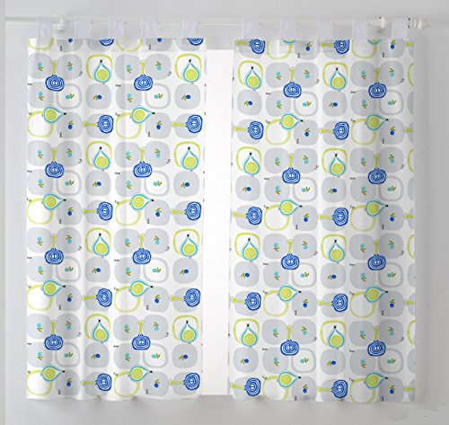 Martina Home Pack 2 Cortinas con Visillo para Cocina Modelo Cebollas,Medida 100 x 140 cm, Color Azul