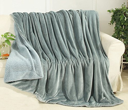 YIYIDA Kuscheldecke XXL Fleecedecke Größe 100 x 120 cm aus Soft Woll-Fleece, Elegant Blau Sofadecke Wohndecke beidseitig-Decke