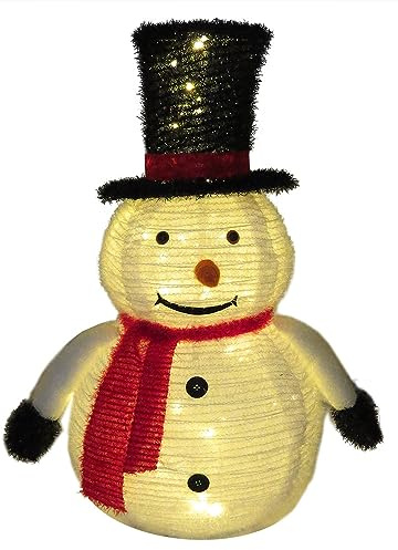 Gartenpirat Beleuchteter Schneemann 75 cm hoch 60 LED warmweiß Timer Lichterfigur Weihnachtsdekoration