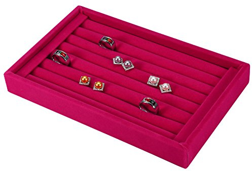 Schmuckkästchen zur Aufbewahrung von Ringen, Schmuckständer, Ringe, Schlitze aus Samt, Ringschachtel (Rosa)