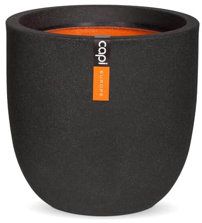 Capi Europe - Topf Kugel Smooth NL - 35x34 - Schwarz - Blumentopf für den Innen- und Außeneinsatz - Übertopf - Pflanztopf - Pflanzgefäß - Kunststoff - KBL932