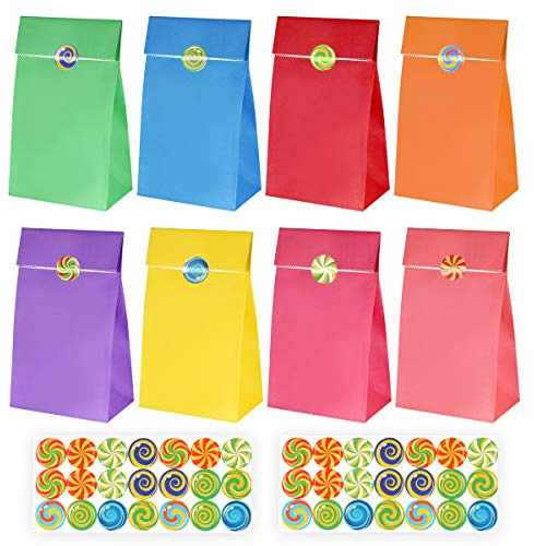 Papier Geschenktüten Partytüten Papier Candy Tüten Süssigkeiten Beutel 40 Stück mit 100 Aufkleber für Ihre Geburtstagsfeier Babyparty Hochzeit