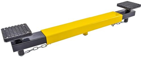 JEGS Cross Beam Jack Adapter - Fits On Any Floor Jack Cross Beam with 1-1/8 � Diameter Saddle Stud - 1.5 to 2 Ton Capacity, Adjusts from 28� to 36�, Rubber Lift Pads - Black and Yellow Finish