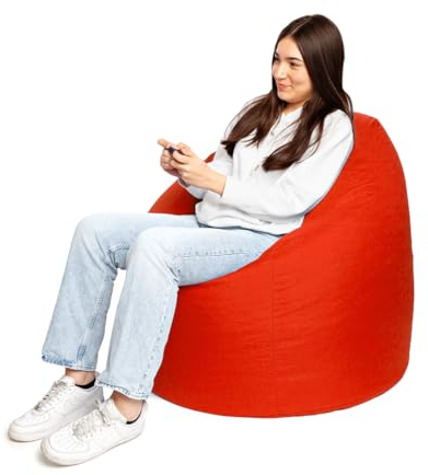 PATCH HOME Sitzsack Tropfenform - 3 Größen - 25 Farben XXL - Höhe 115cm, Durchmesser 95cm Rot