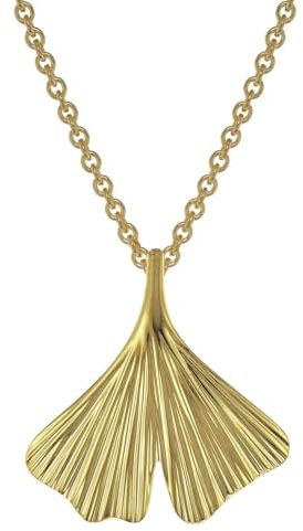 trendor Damen-Halskette mit Ginkgo-Anhänger Gold auf Silber 75720 | Halsschmuck für Damen, zauberhaftes Schmuckstück aus Sterlingsilber für Frauen,