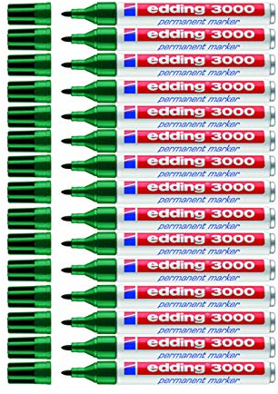 edding 3000 Permanent-Marker (15 Stifte, grün)