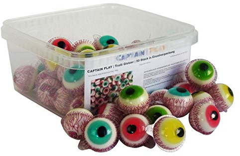 CAPTAIN PLAY | Trolli Glotzer Halloween Süßigkeiten | 50 Stück in Einzelverpackung