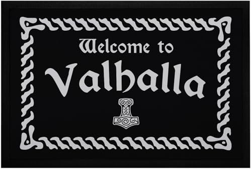 MoonWorks® Fußmatte Fußmatte mit Spruch Welcome to Valhalla Willkommen nordische Mythologie Odin Thor rutschfest & waschbar Schwarz 60x40cm