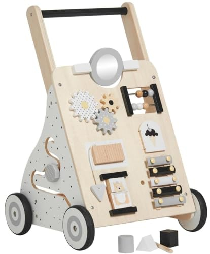Haus Projekt Scandi Laufwagen, Activity Lauflernwagen Holz, Lauflernhilfe für Babys, Baby Holzspielzeug, Geschenk zum ersten Geburtstag Jungen, Spielzeug für 1 Jährige, Geburtstagsgeschenke Jungen