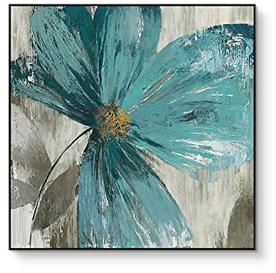 MWMG Acrylbilder Auf Leinwand Handgemalt,Botanischer Stil Grün Reichtum Blüten Blattgold Textur Große Ölgemälde Kunst Moderne Abstrakte Kunstwerke Leinwand Wandkunst Gemälde Wohnzimmer Schlafzimmer