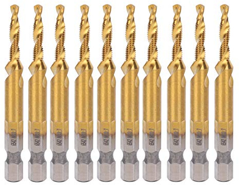 10 Stück Gewindebohrer, M4 Bohrer Vierkantschaftgewindebohrer, 3,3 mm Bohrer Sechskant-Gewindeschneidwerkzeuge, 3,3 mm Bohrerdurchmesser, 4 mm Gewindedurchmesser Schnellarbeitsstahl