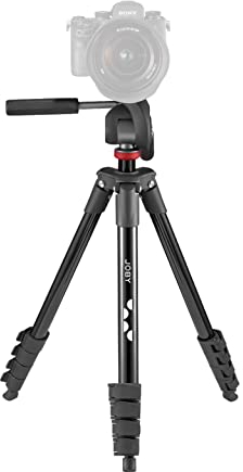 JOBY Compact Advanced Tripod, Trípode de Cámara con Rótula de 3 vías, Montura Universal de ¼-20 pulg. y Bolsa, para CSC, DSLR, Sin Espejo, Teléfono Móvil, Negro para Fotografía, Vídeo, Vlogging