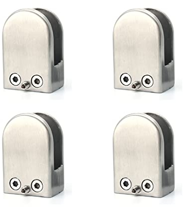 Morsetto per Vetro in Acciaio Inox 304 - Supporto a Pressione Senza Fori con Design a Bocca di Pesce per Ringhiere Scale, Fissaggio Invisibile per Pannelli Vetro (4 Pezzi) 10-12 mm