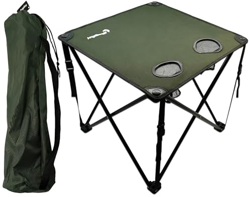 Angel-Berger Campingtisch faltbar mit 2 Getränkehalter | Bivvy Table, Angeltisch, Klapptisch, Falttisch