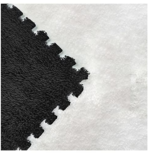 Plüsch-Puzzle-Schaumstoff-Bodenmatte, Weiche, Flauschige, Ineinandergreifende Schaumstofffliesen, Tatami-Teppiche, 30,5 X 30,5 cm Teppichquadrate Für Das Schlafzimmer Zu Hause,Schwarz,16 Pcs