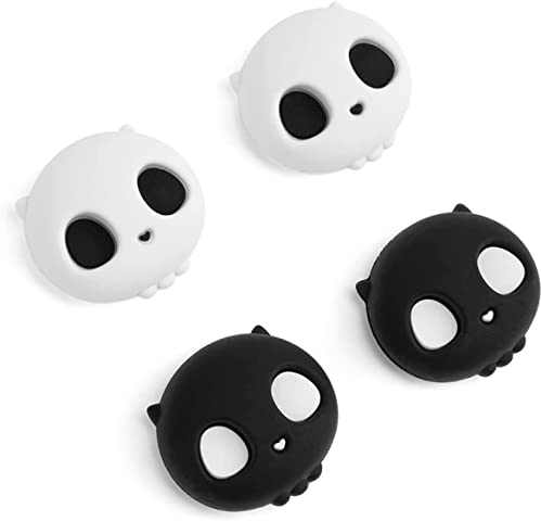 GeekShare Cute Silicone Joystick Thumb Grip Caps, Joystick Cover Compatible with Nintendo Switch/OLED/Switch Lite,4PCS - Skull (Black & White)