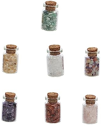 Warmhm 7pcs Mini Wishing Bottles Glass Desktop Rubble Drift Bottle Ornaments Cork Stoppers Crystal Home Decoration Random Color