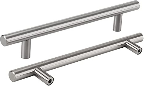 LONTAN Lot de 2 poignées pour armoires de cuisine - 128 mm - Espacement des trous - En acier inoxydable - Poignées de tiroir - Poignées de meubles de cuisine, Nickel Brossé