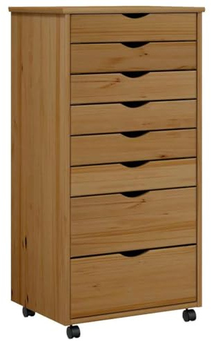 vidaXL Rollschrank mit Schubladen MOSS Honigbraun Massivholz Kiefer