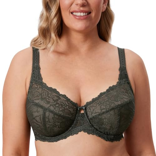 DELIMIRA Dam Plus Size Minimizer Spets-BH:ar Olivgrön 105D