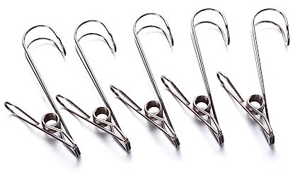 Lot de 5 Pinces à Linge en Acier Inoxydable pour Le Séchage Multifonctions pour Chaussettes sous-vêtements Couvertures Dossiers de Bureau