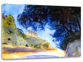 FITSEN Berühmte Gemälde Drucke „Landschaft, Olivenbäume, Korfu“ Bilder auf Leinwand Reproduktionen von Ölgemälden Leinwand Wandkunst Heimdekoration 70 x 98 cm gerahmt
