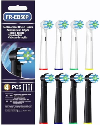Intelligente Reinigungs-Ersatzköpfe kompatibel mit Braun Oral B Pro 1000/7000/9600, 8 Stück Bürstenköpfe, kompatibel mit Oral B Genius X und Smart 1500 Elektrische Zahnbürste (Schwarz + Weiß)
