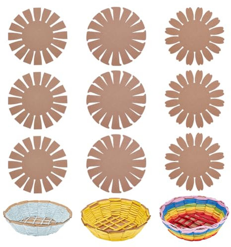 FREEBLOSS 12 Stück Geflochtener Blumenkorb Untersatz Zum Korbflechten, Korbflechtset Für Anfänger, Kreatives Korbflechtpapier, Vorlage Für Korbflechtbedarf, Projekte, Osterkorb Aktivitäten