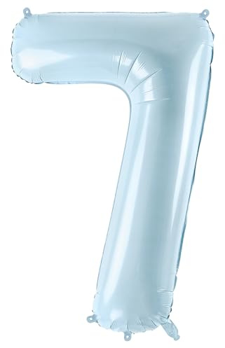 Folienballon Zahl 7 in Hellblau 72cm