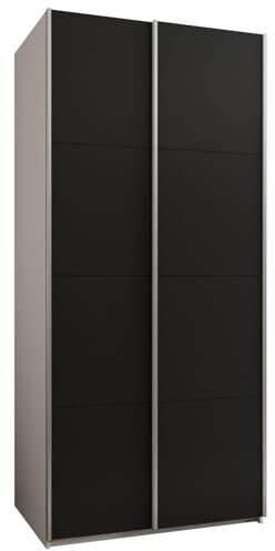 MEBLE KRYSPOL LUX 1 Schrank mit 2 Schiebetüren und geräuschlosem Schließen - Schiebesystem HETTICH Topline L - für Wohnzimmer, Schlafzimmer - 245,5x110x64cm - Weiß, Schwarz, Silber