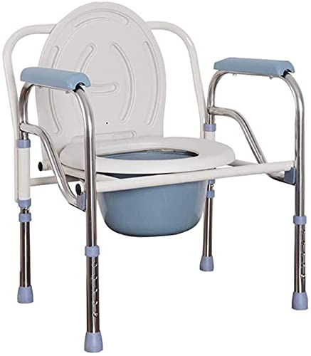 Toilettenstuhl, Toilettenstuhl, Klappbarer Nachttisch-Toilettenstuhl, Bariatrischer Toilettensitz, extra breit, verstellbar, mit Griffen und Eimer, rutschfestem Beinpolster für Erwachsene, Behindert