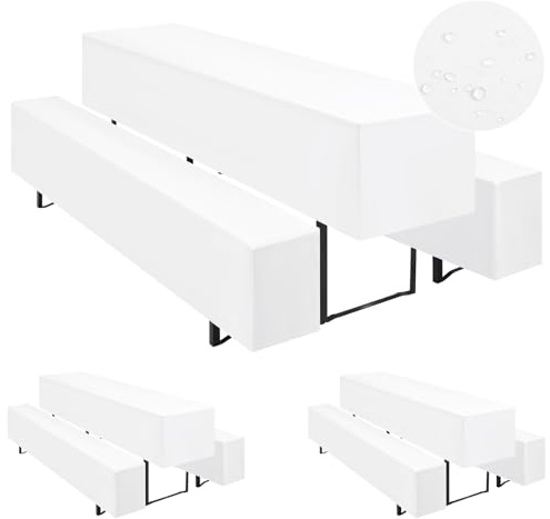 Teruntrue Bierzeltgarnitur Set 3tlg. wasserdichte Hussen für Bierzeltgarnitur 220 x 50cm – 3 Husse Biertisch + 6 Bierbank in Weiß - Biertischhusse Bierbankhusse Biertisch – 220x50cm Weiß