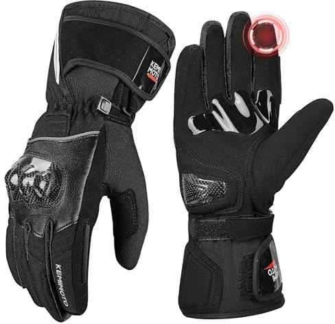KEMIMOTO Motorrad Handschuhe mit Kohlefaser Knöchelprotektor, motorradhandschuhe Winter Herren, Touchscreen, wasserdichte Winterhandschuhe, für Motorradfahren, Skifahren, Roller