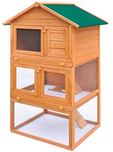 Willood Kaninchenstall Kleintierhaus Hasenstall 3 Ebenen Holz