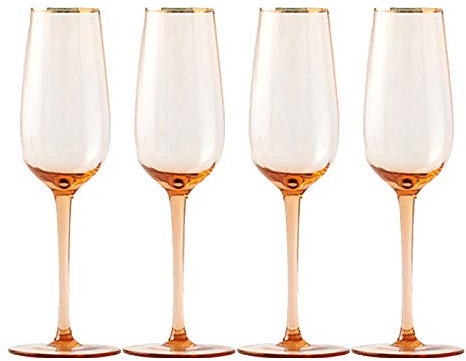 RUNZE765Z Champagnerkelche Phnom Penh Rosa Champagnerglas, Haushalts-Soda-Limetten-Glas, Sektglas, 4 Stück, 220 ml, langlebige Farbe. Schaumweingläser