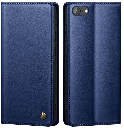 GUCASBE Handyhülle für iPhone SE/7/8 Hülle Schutzhülle iPhone SE 2020/2022 Hülle Premium PU Lederhülle Wallet Flip Case Tasche Magnet Kartenfach Standfunktion Klappbar für iPhone SE Hülle,Blau