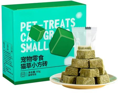 60g Katzengras-Snack – 30 Stück 1 Box gefriergetrockneter natürlicher Gras-Snack für Katzen | Pet's Grass Zahnungs-Kau-Leckereien für Hauskatzen, Entfernung von Haarballen, Katzenminze-Kätzchen-Zahnpf