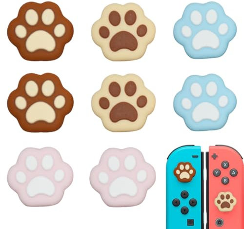 EIR 8 Piezas Tapa de Botones de Pulgar,Cubierta Protectora de Botones de Silicona de Pata de Gato,Tapas de Joystick,Grips para Joystick,Tapas de Silicona para Pulgar,Tapas de Silicona para Joystick