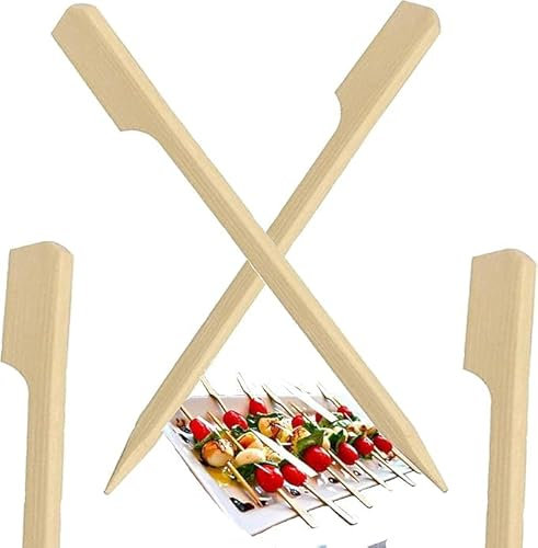 100 x Wooden Flat Paddle Burger Sandwich Skewers - 18cm Bamboo Sticks, 100% Compostable and Biodegradable Barbeque, Kebabs, Cocktails Buffet Party