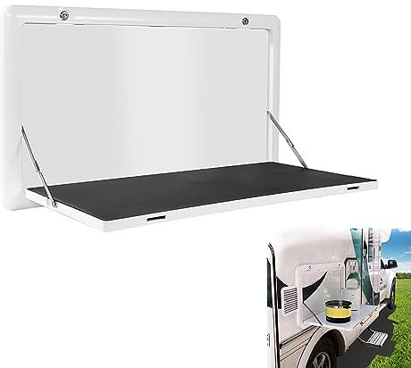 RV-Klapptisch, Wandklapptisch, RV-Klapp-Picknicktisch, Außentisch, abschließbares Wandtisch-Set aus Aluminiumlegierung (Farbe: Weiß B)