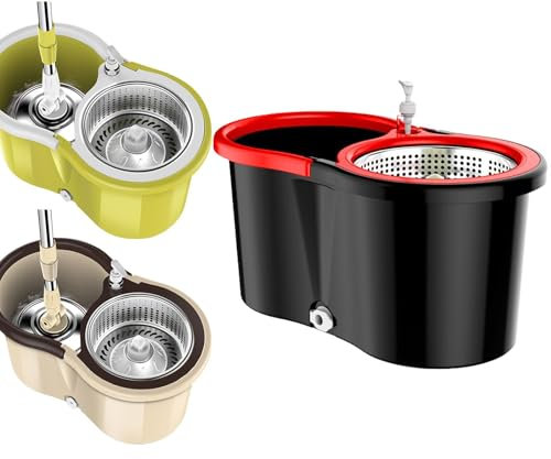 Trapeadores para Limpieza de Pisos con Escurridor, Trapeador con Balde con Girador,Juego de trapeador y cubo giratorios de microfibra para piso | ligero de la limpieza del piso del del cubo de la freg