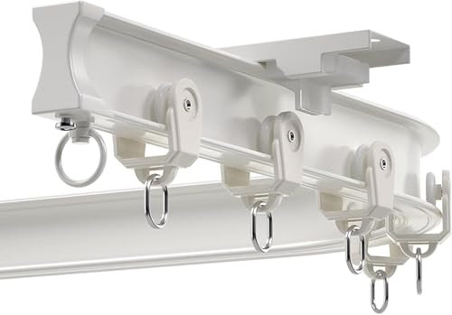 HGOuhK Vorhangschiene, Deckenhalterung, Vorhangschiene, flexibel, biegbar, Schiebevorhangschienensystem, für Badezimmer/Wohnzimmer/Wohnmobil/Campe für Vorhänge, Raumteiler, Wohnmobil-Vorhang (weiß,