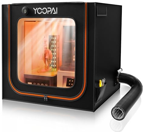 YOOPAI 3D Drucker Gehäuse mit Belüftung & Doppelraum - Staubdichte Abdeckung für 2 Resin-Drucker oder Drucker + Härtungsgerät, Geruchsbeseitigung, Kompatibel mit Anycubic/Elegoo/Creality (80x55x73cm)