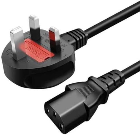 3 Pin UK Power Cable, Kettle Mains Power Lead/Power Cord Cable For Laptop Charger, Mains Lead for PC Power Supply Cable Cord Compatible with Computer, Monitor, Printer, Laptop Charger
