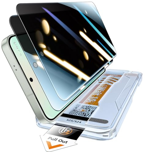 LK für Samsung Galaxy S25/S24 für Panzerglas Sichtschutz | [Auto-Installation] 0 Staub & Blasen, 9H Härte Bruchsicher Kratzfest Sichtschutzglas, Anti-Fingerabdruck, 2 Stück, Schwarz