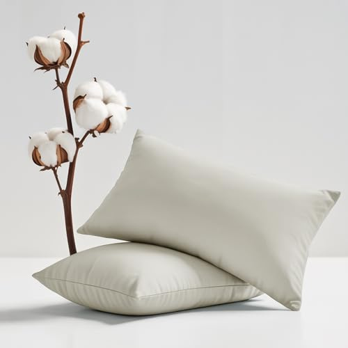 Tifschlaf Cotton Pillow Cases 2 Pack, Super Soft Pillowcases with Envelope Closure, 50x75 cm Standard Pillow Covers Hotel Quality, Cozy & Breathable, Beige Cream